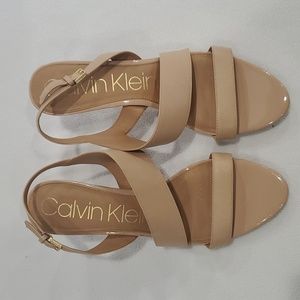 Calvin Klein TAN wide strap sandal - Size 11M